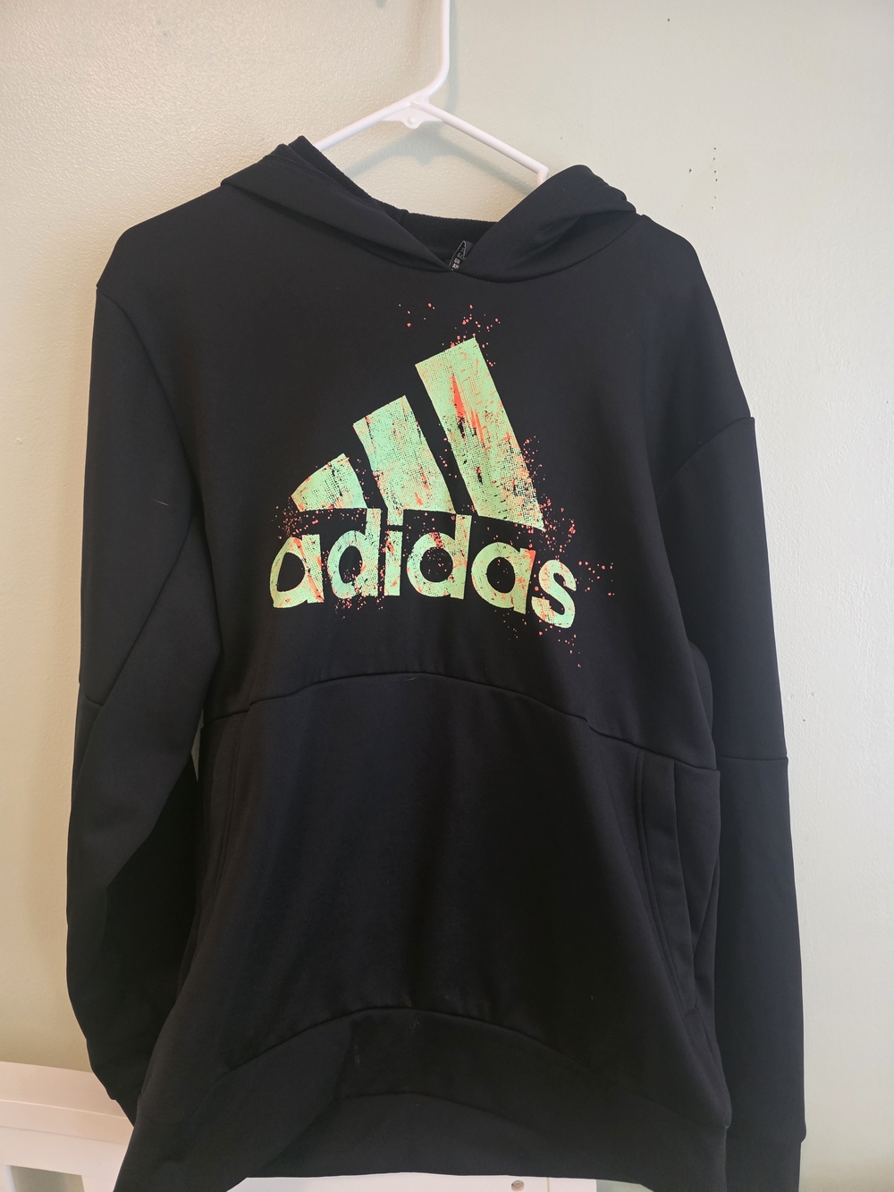 adidas Black Hoodie with Mint Green Splash Logo